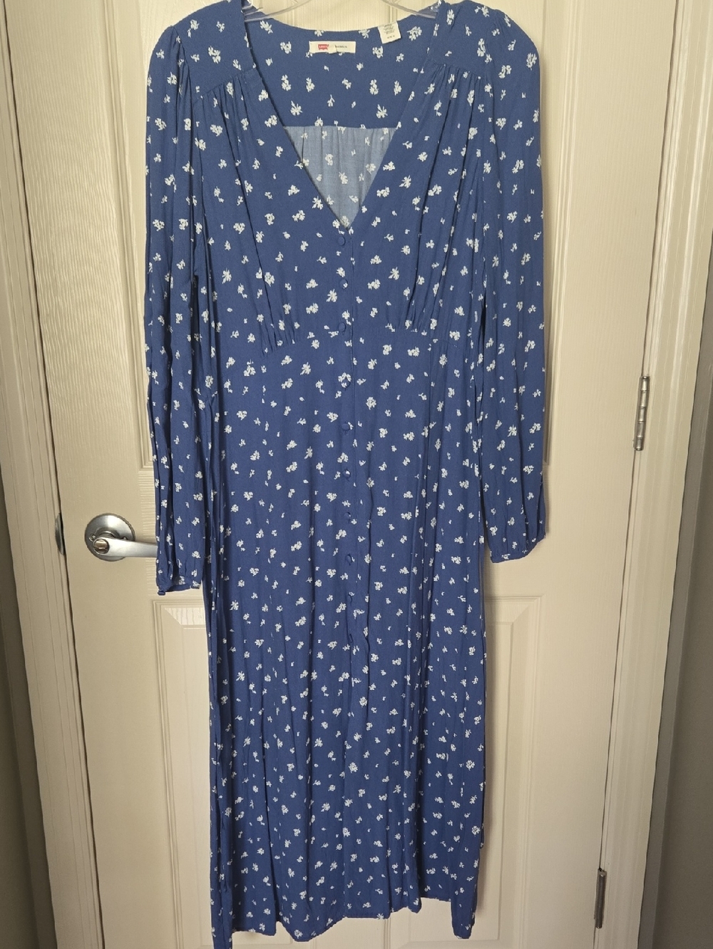 Levi's Blue Midi Dress with White Floral Print